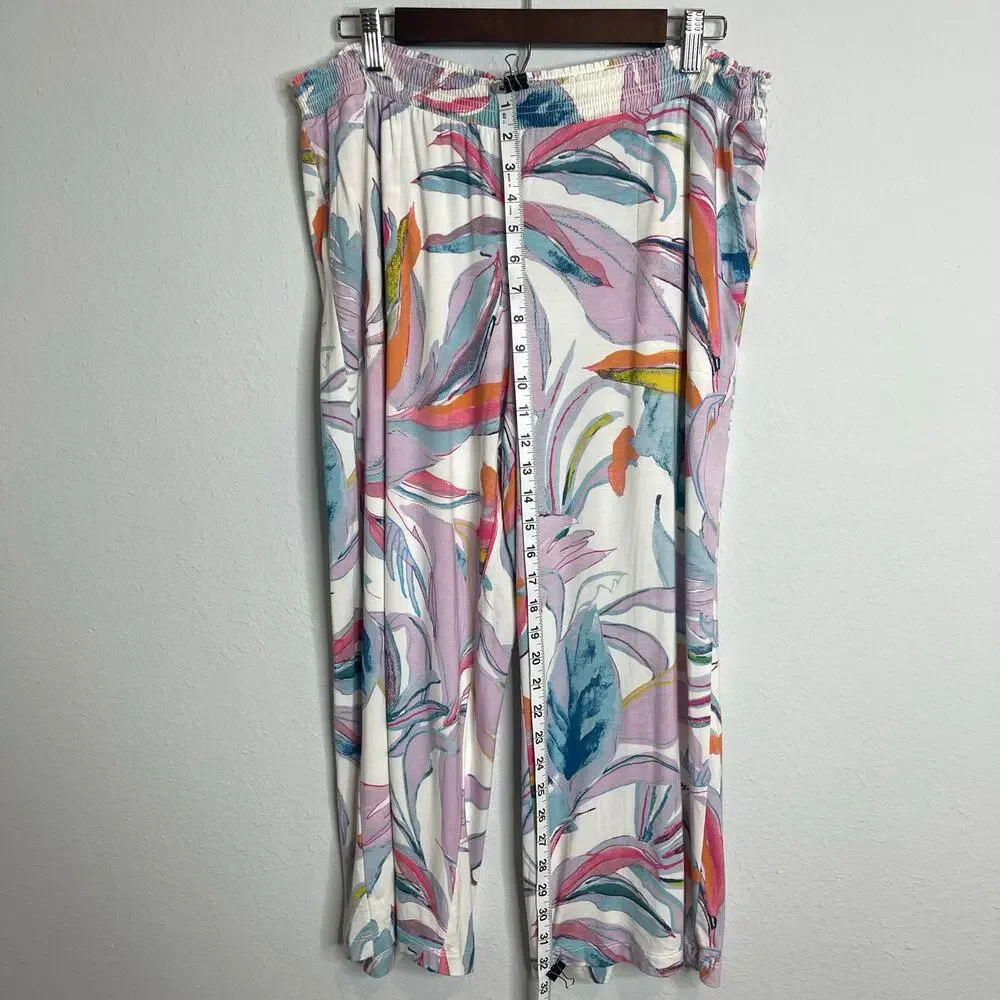 Soma Lounge Pajama Pants Women’s L Soft Stretch Floral Vibrant Multicolor Pastel - Picture 6 of 11